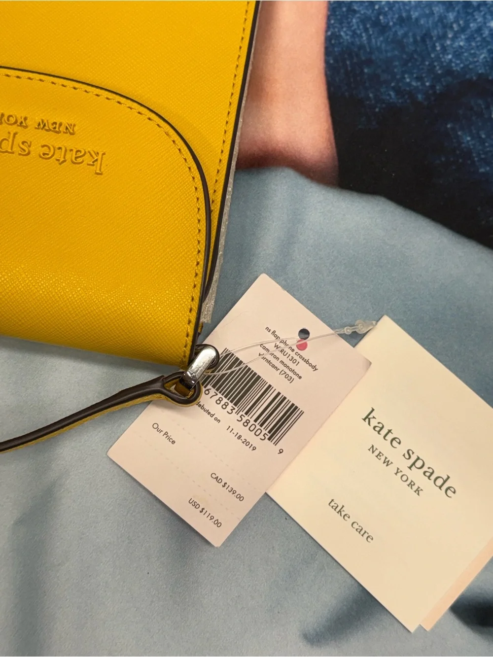(new+tag) Kate Spade yellow saffiano league crossbody phone bag 7.25 x 4.25 inch